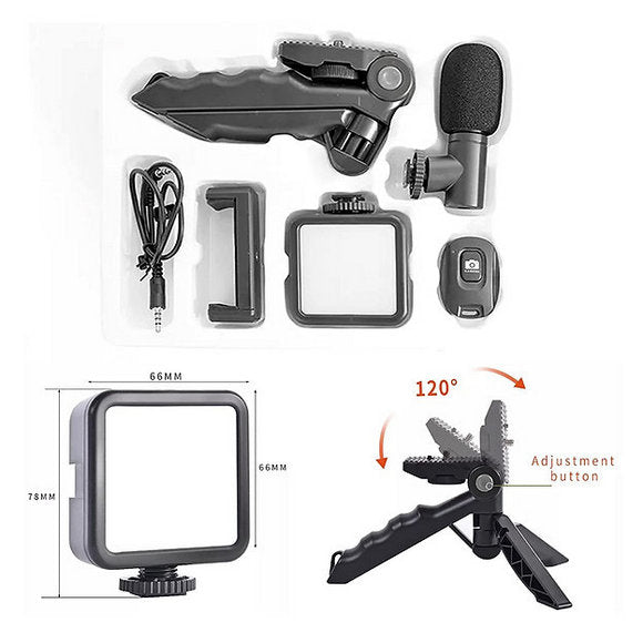 Video Vlogging Kits with Microphone LED Fill Light & Mini Tripod
