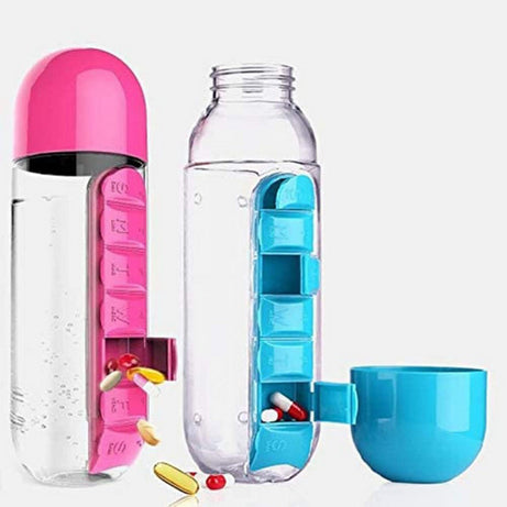 Water Bottle with Weekly Pill Organizer
