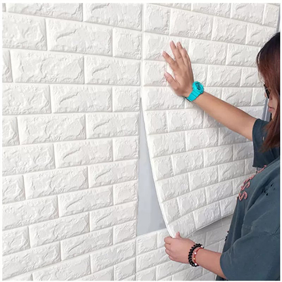 PVC 3D Moistureproof Background Wall Brick Sheet (70×77 Cm)