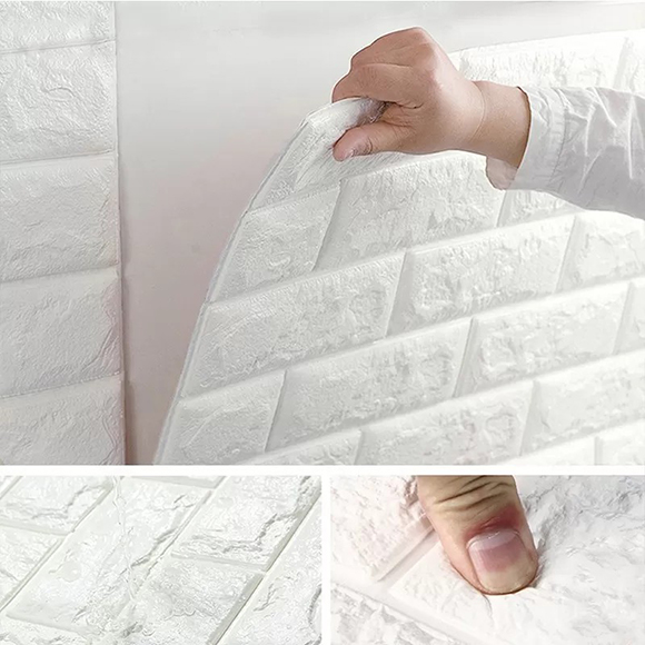 PVC 3D Moistureproof Background Wall Brick Sheet (70×77 Cm)